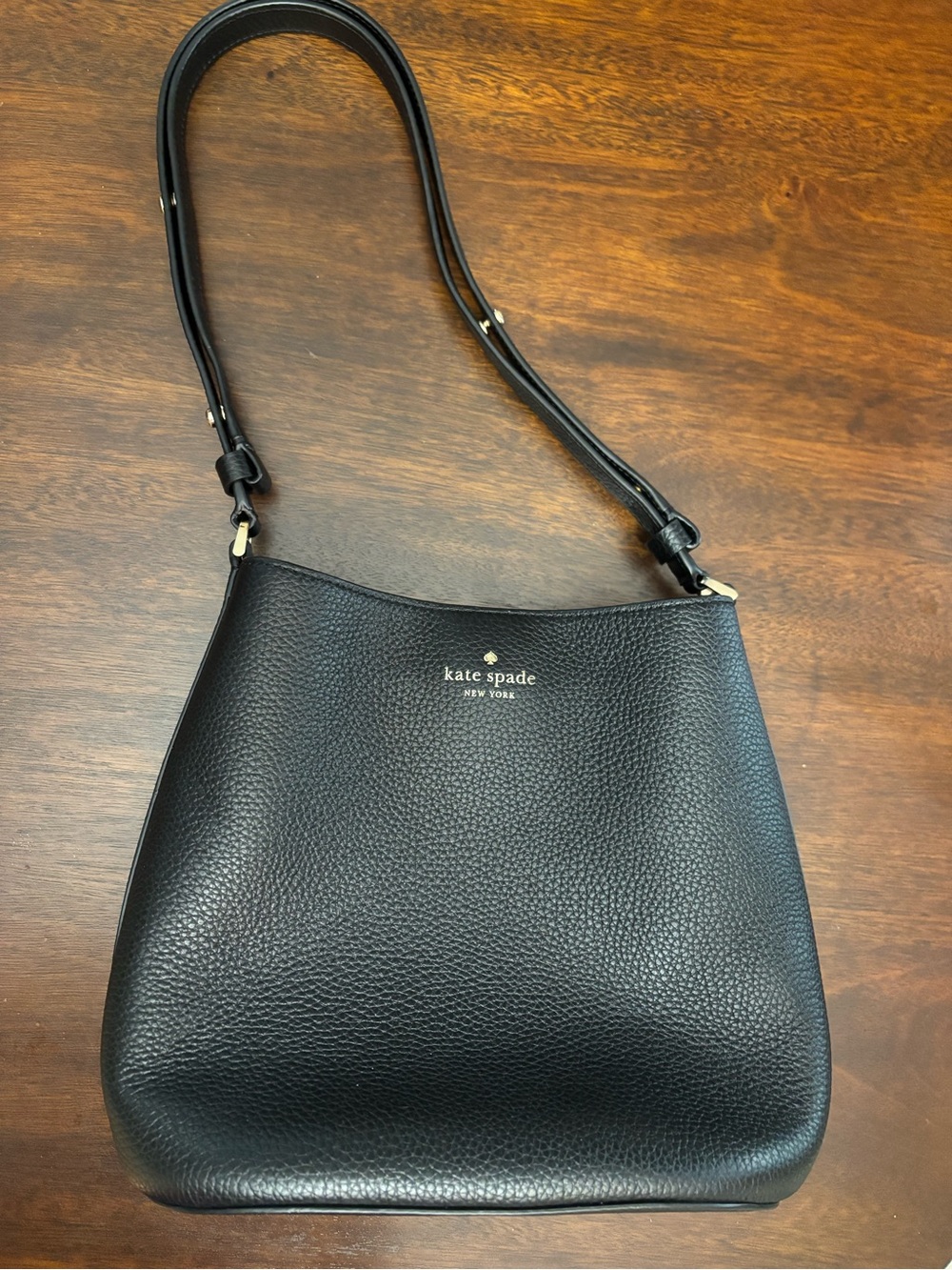 kate spade Black Pebbled Leather Shoulder Bag with Adjustable Strap